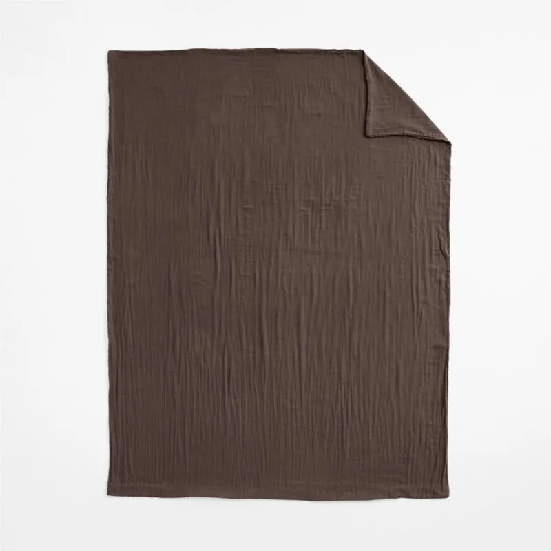 Supersoft Cacao Brown 100% Organic Cotton Gauze Kids Twin Duvet Cover