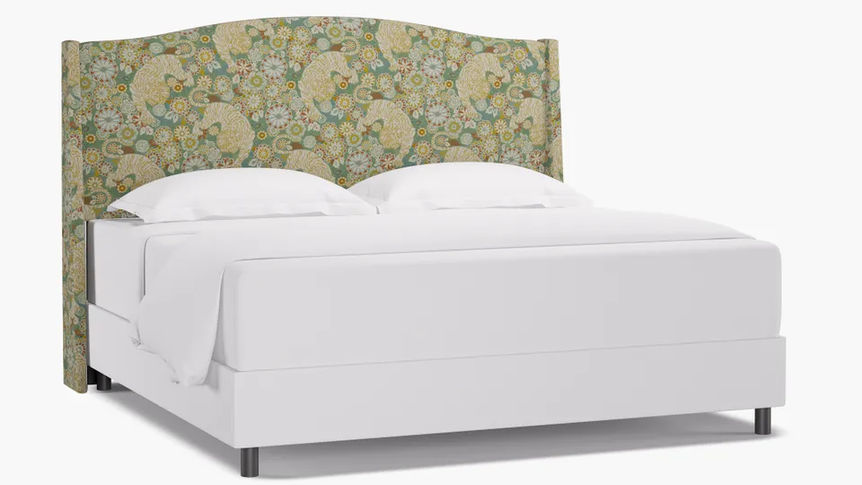 Classic Wingback Headboard, Pistachio Siberian Tiger, King