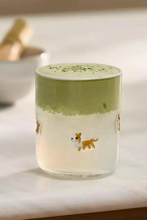 Dog Icon Hand Blown Juice Glass