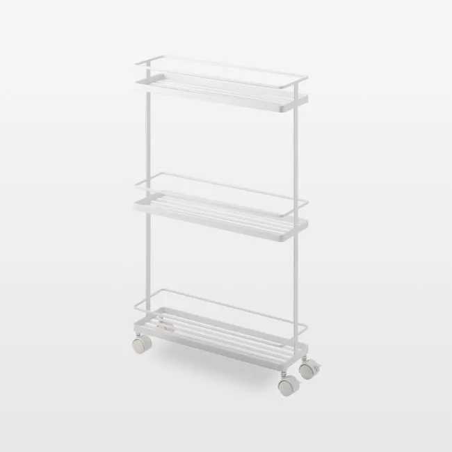 Yamazaki White Steel Rolling Kitchen Storage Cart