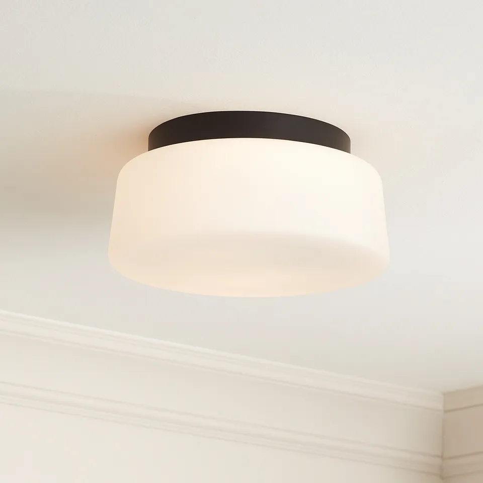 Possini Euro Buckley 13" Wide Black Drum Ceiling Light