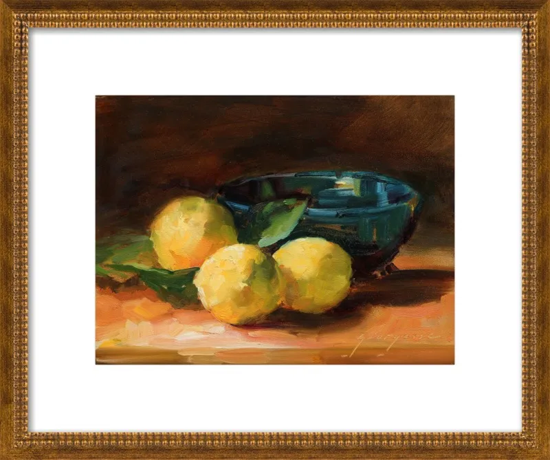 Lemons and Blue Bowl by Georgesse Gomez for Artfully Walls