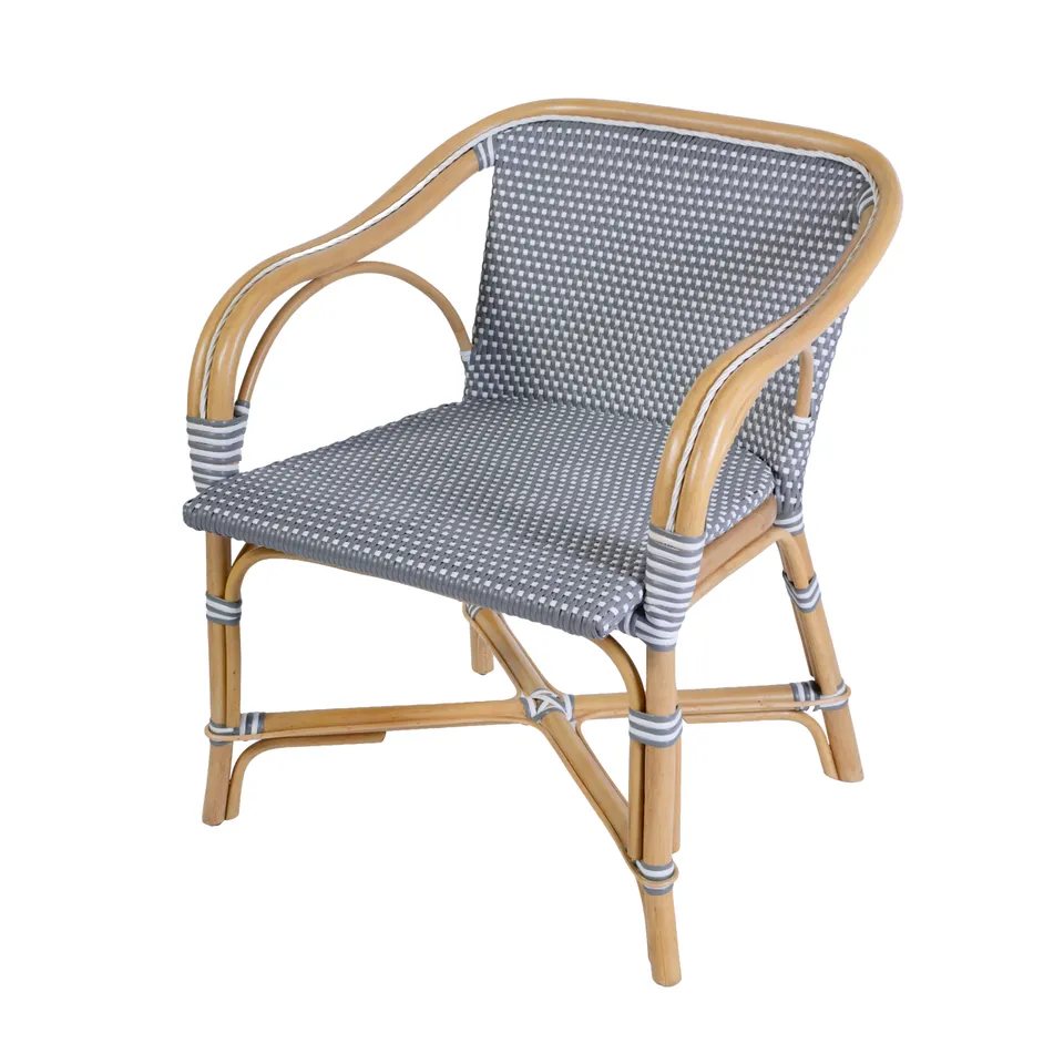 Portofino Gray/White Dot / Natural Rattan Frame Arm Chair