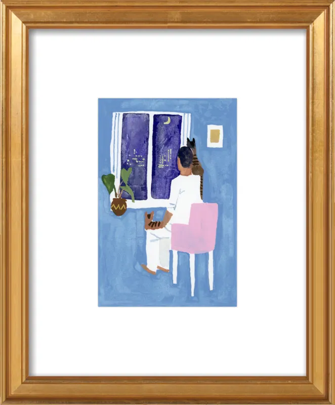 Look at the cat and the moon by Hiroyuki Izutsu for Artfully Walls
