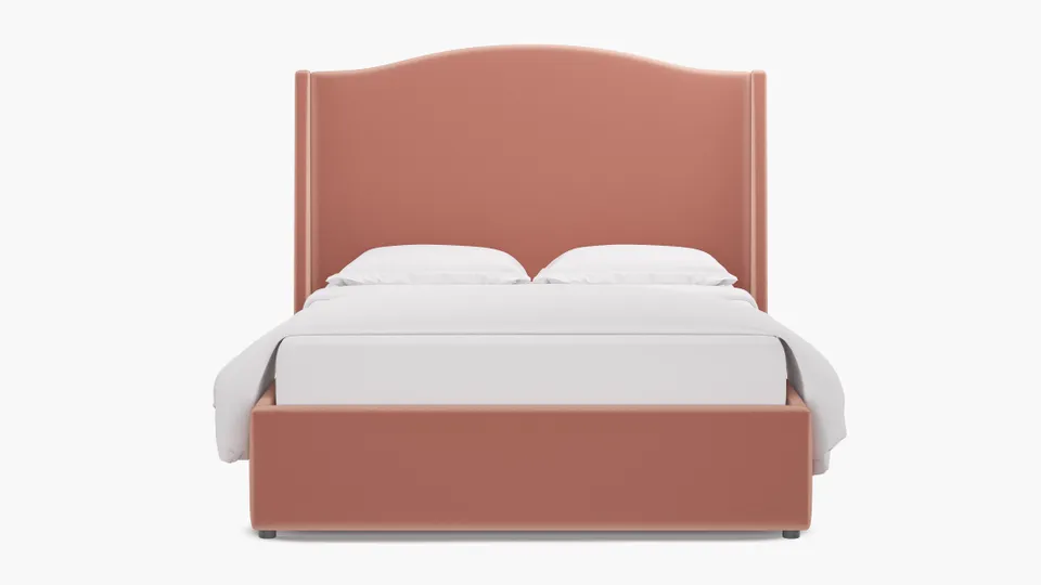 Curved Wingback Bed, Bloom Performance Plush Velvet, Queen