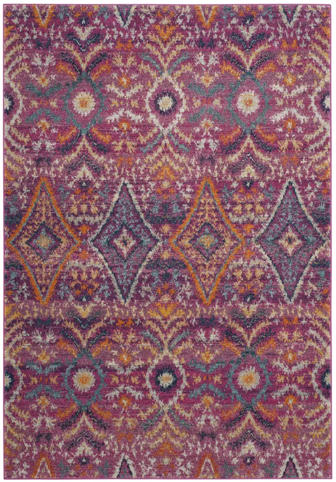 Arlo Home Woven Area Rug, MAD610M, Fuchsia/Multi,  6' 7" X 9' 2"
