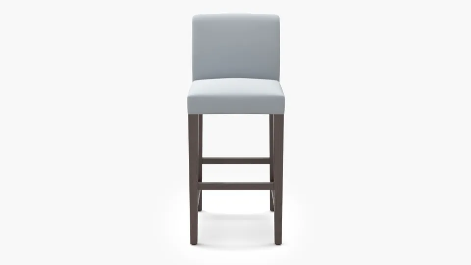 Signature Dining Bar Stool, Sterling Performance Velvet, Espresso Square Tapered Leg