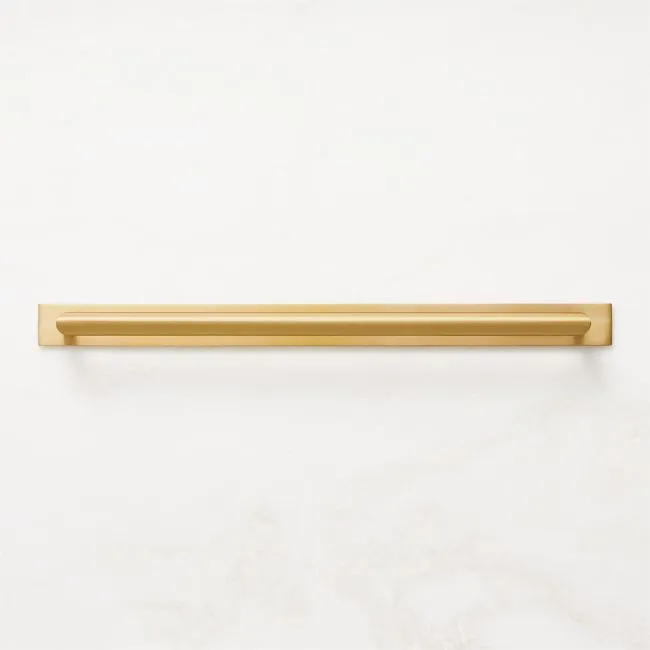 Curveaux Curved Brushed Brass Cabinet Handle with Backplate 12"