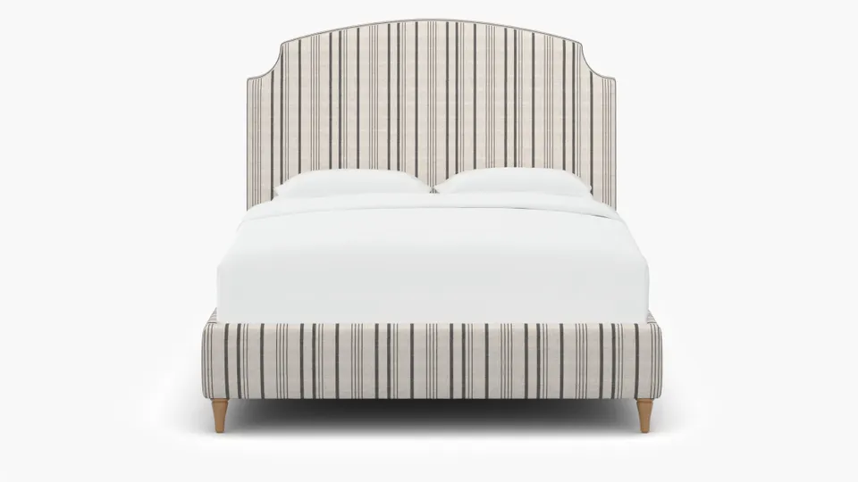 Cove Bed, Black Market Stripe, Natural Decorative Tapered Leg, Twin