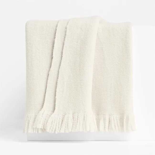 Heirloom 70"x55" Merino Wool Arctic Ivory Throw Blanket