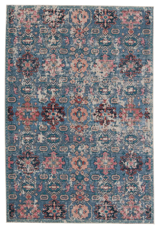 Vibe by Farella Indoor Oriental Blue/ Pink Area Rug (8'X10')