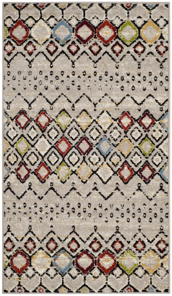 Arlo Home Woven Area Rug, AMS108G, Light Grey/Multi,  3' X 5'