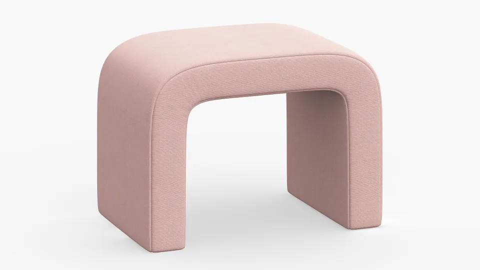 Waterfall Ottoman, Blush Everyday Linen