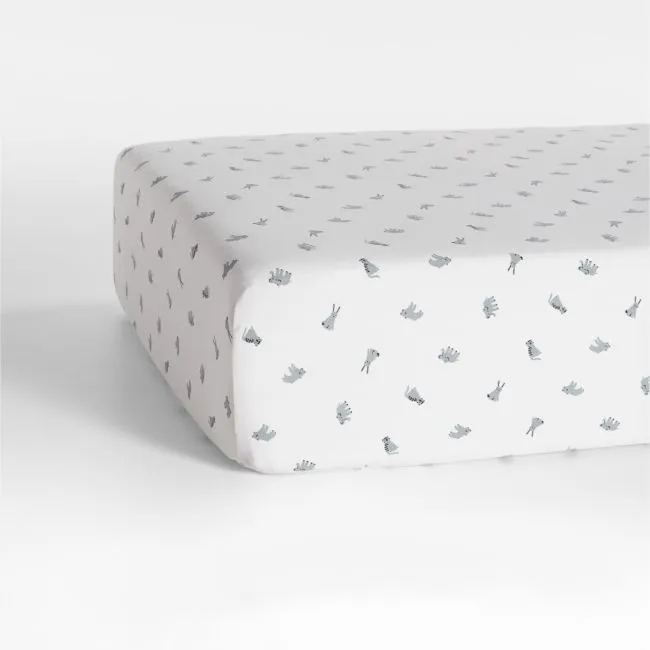 Comfy Tee Critter Cuddle Blue 100% Organic Cotton Jersey Baby Crib Fitted Sheet