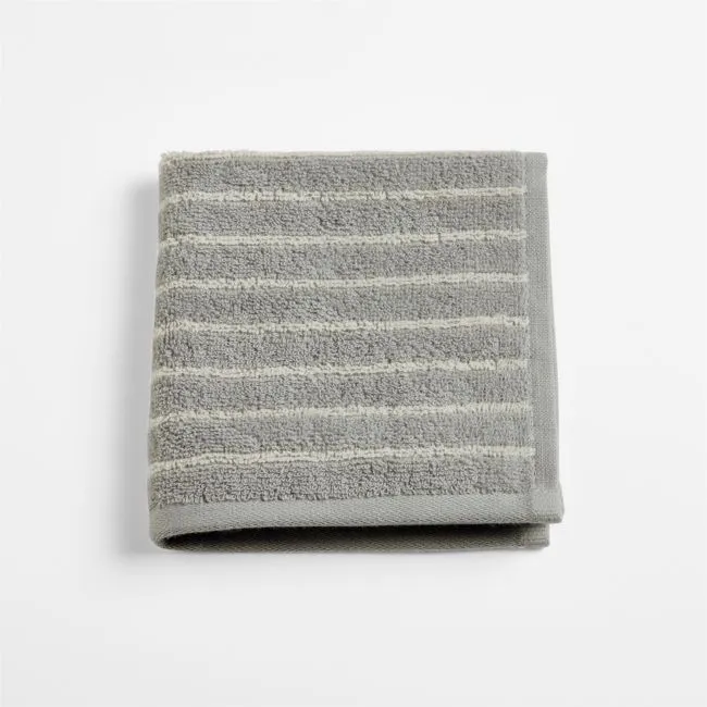 Turkish 100% Organic Cotton Breton Stripe Mist Blue Kids Washcloth