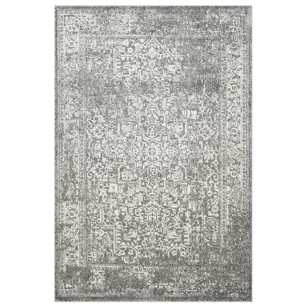 Evermere Distressed Medallion Grey Area Rug