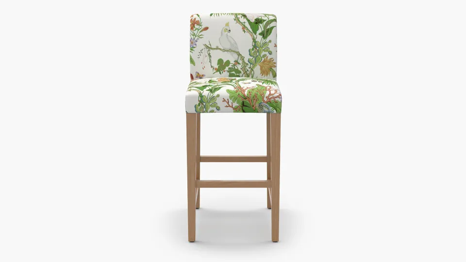 Signature Dining Bar Stool, White Cinque Terra, Natural Square Tapered Leg