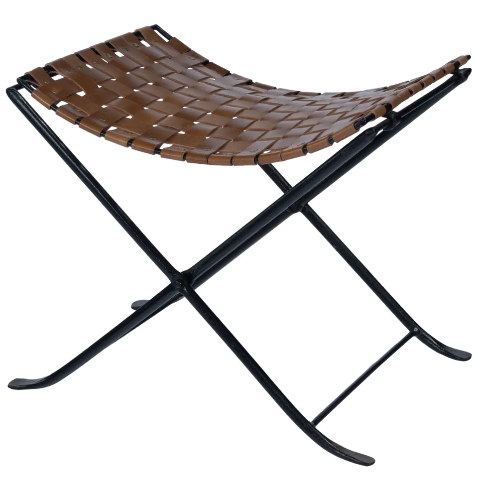 Karma Brown Leather Stool