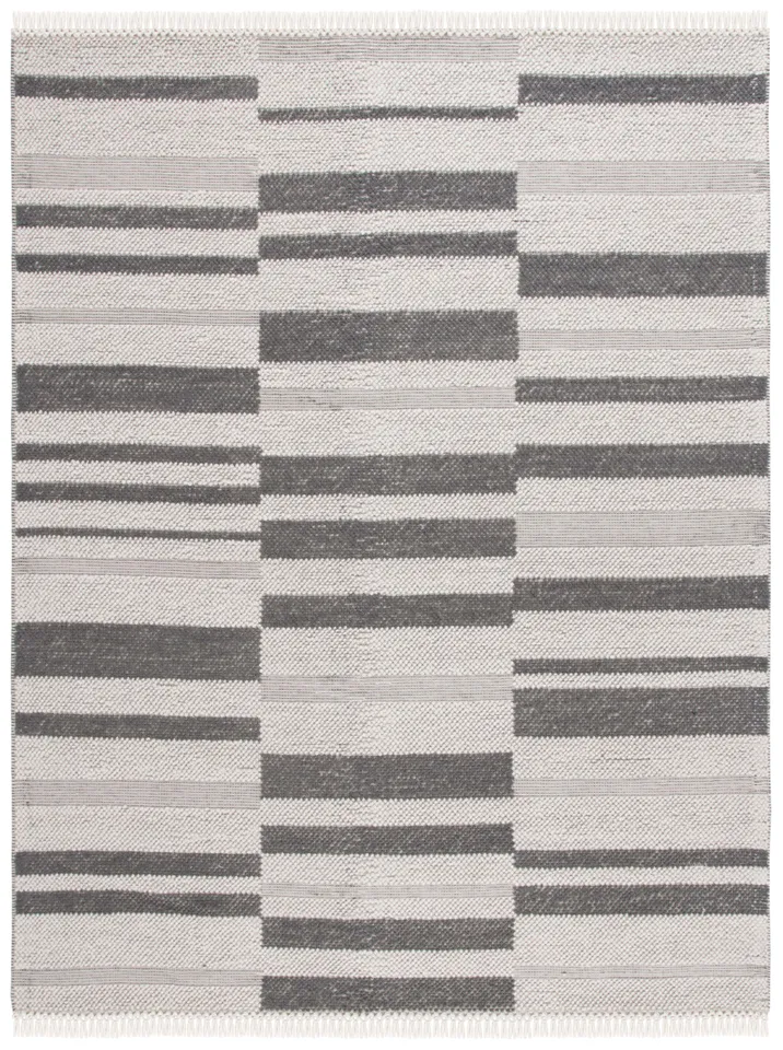 Safavieh Couture Natura Collection Flat Weave Area Rug, Ivory / Dark Grey, 8' x 10'