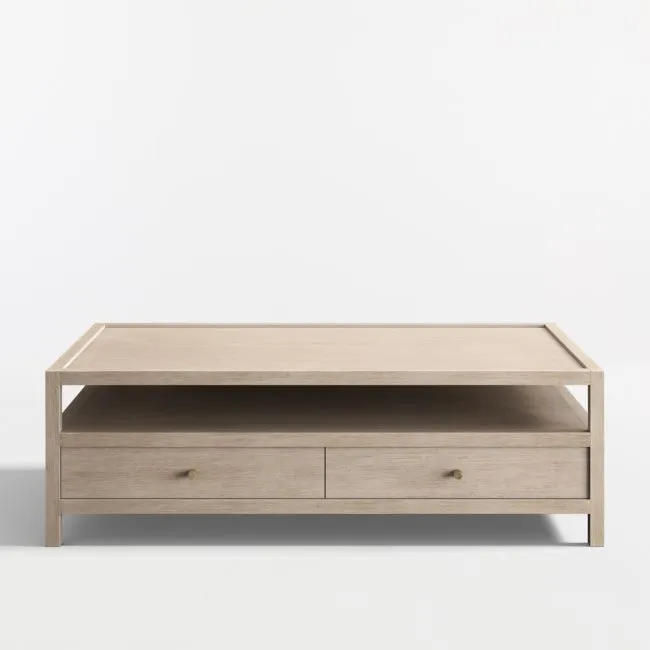 Keane Weathered Natural Wood 54" Rectangular Storage Coffee Table
