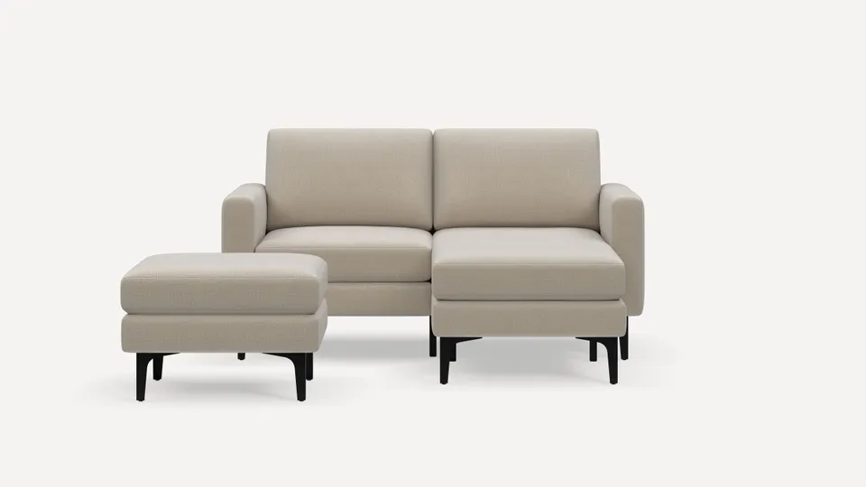 Nomad Loveseat with Chaise and Ottoman - Georgia Clay - Performance Chenille / Black - Metal / Block