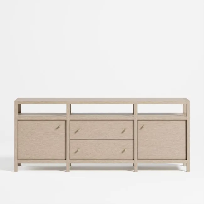 Keane 72" Weathered Natural Wood  Storage Media Console