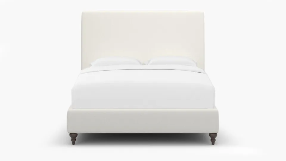 Classic Bed, Snow Boucle, Espresso Traditional Turned Leg, King