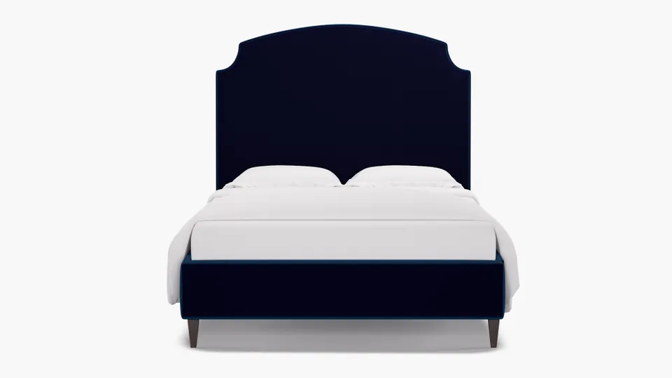 Cove Bed, Cobalt Performance Plush Velvet, Espresso Square Tapered Leg, Full