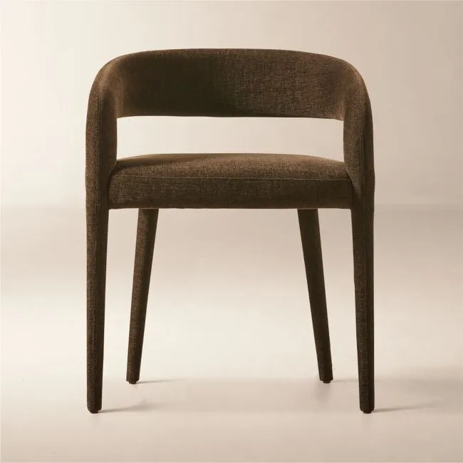 Lisette Brown Performance Fabric Dining Armchair