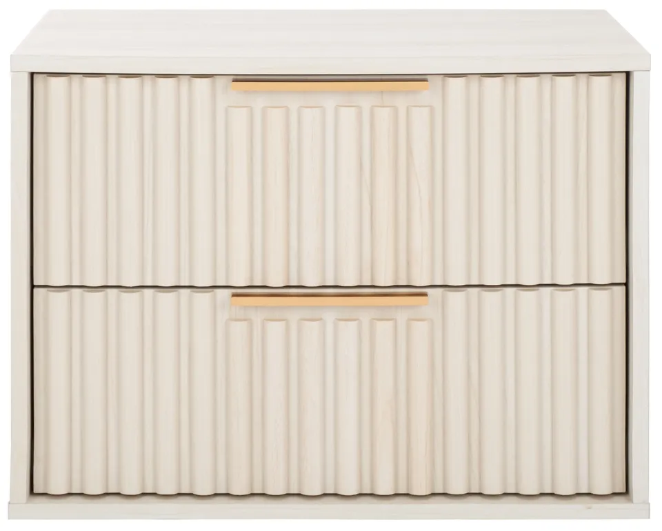 Lylia 2 Drawer Floating Nightstand - Bleached White / Gold