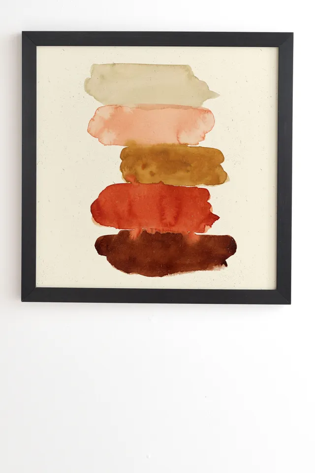 Watercolor Swatches Rust Brown by Pauline Stanley - Framed Wall Art Basic Black 12" x 12"