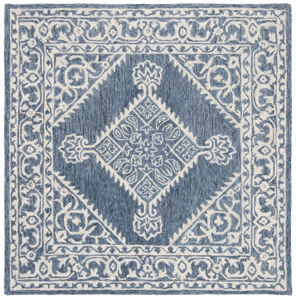 Arlo Home Hand Tufted Area Rug, MLP605M, Blue/Ivory,  5' X 5' Square