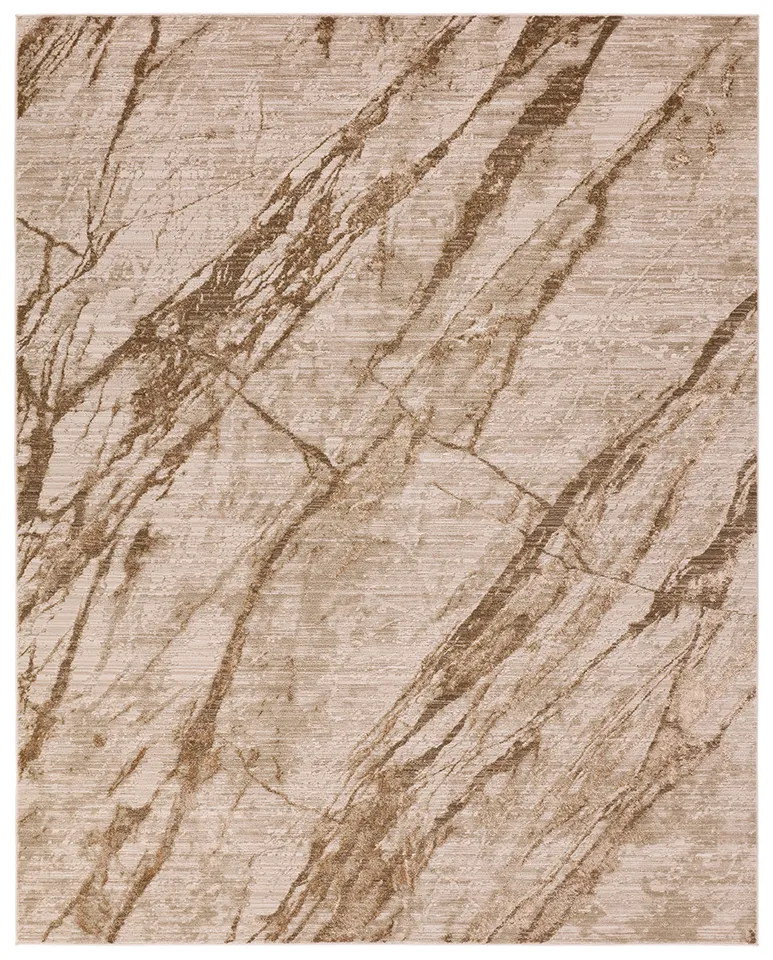 Ojas ZEI02 Abstract Tan and Brown Area Rug (9'6"x13'6")