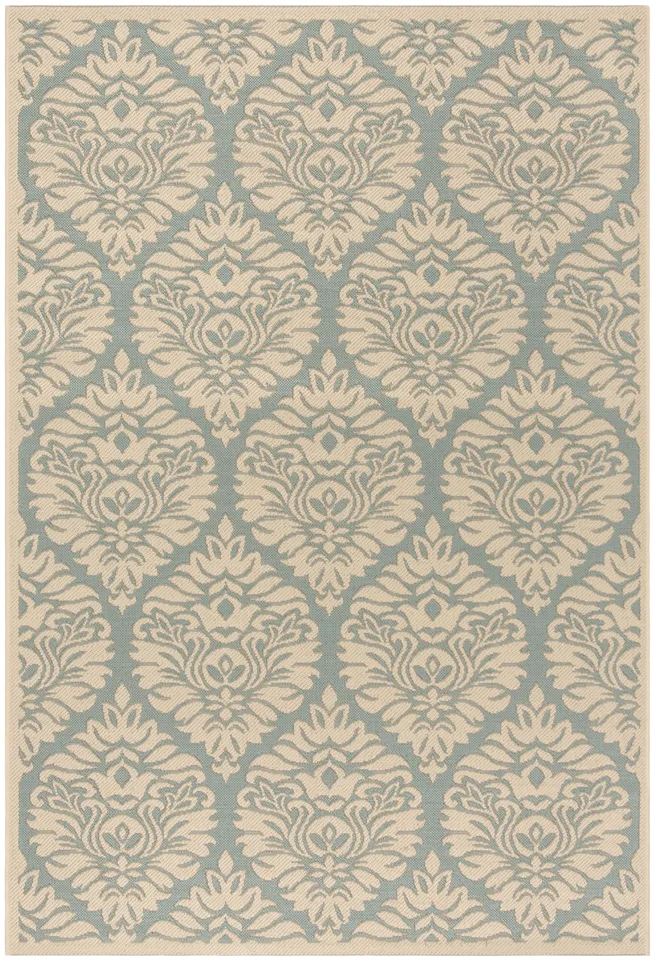 Arlo Home Indoor/Outdoor Woven Area Rug, LND135K, Aqua/Cream,  5' 1" X 7' 6"