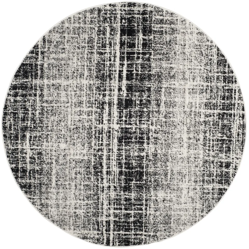 Arlo Home Woven Area Rug, ADR116B, Ivory/Black,  4' X 4' Round