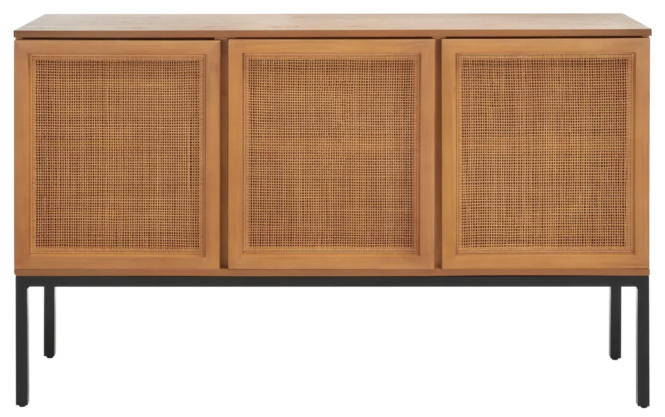 Zadie 2 Shelf Rattan Sideboard - Natural / Black