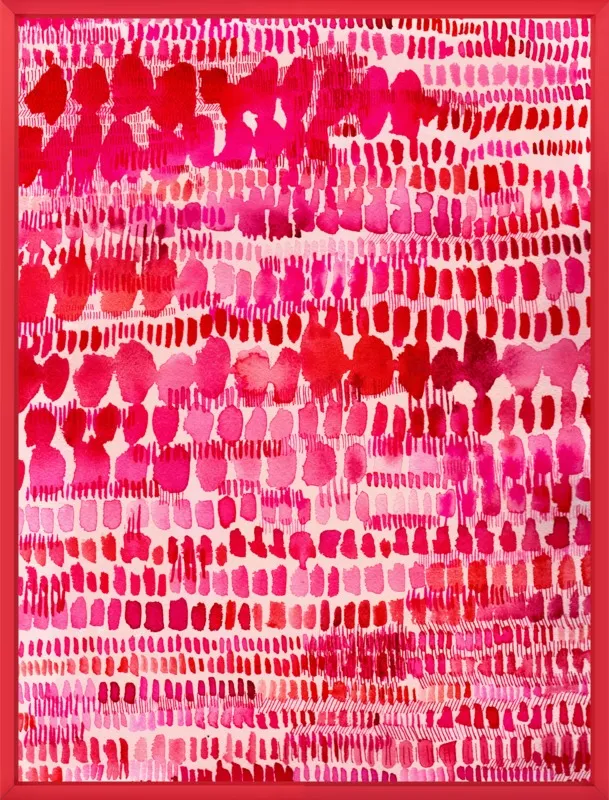 Pink and Red Watercolor Patterns Wall Art  by Paula Mills for Artfully Walls