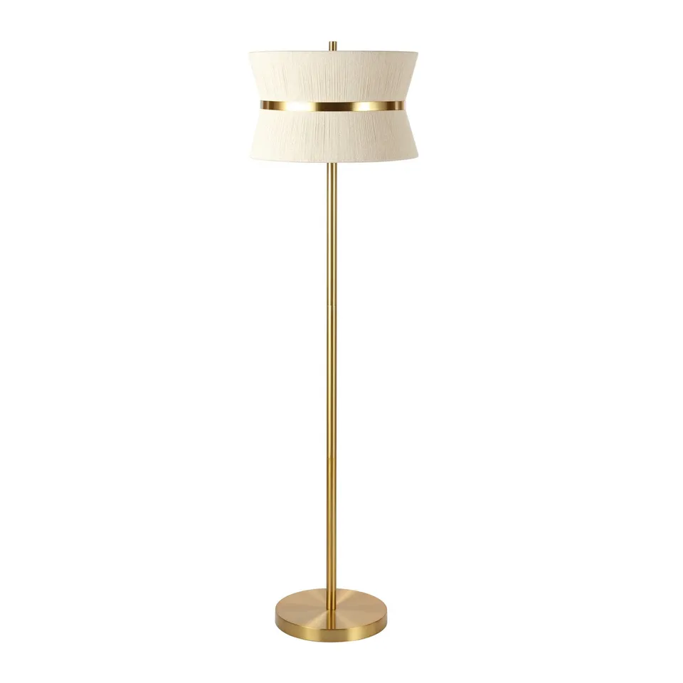 Kora, 2 Light, 55-63" Floor Lamp - Bleached Natural/Brass