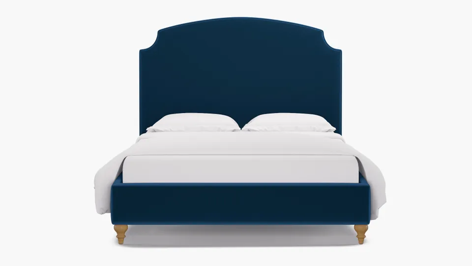 Cove Bed, Royal Performance Velvet, Natural Decorative Tapered Leg, Twin