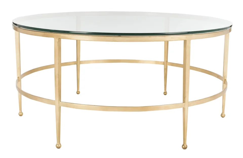 Edmund Glass Cocktail Table - Gold - Safavieh