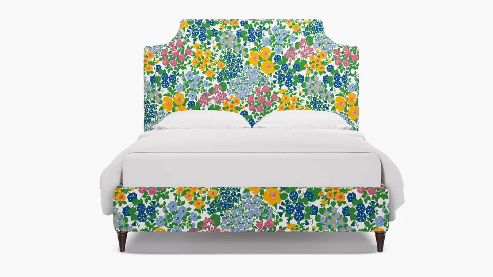 Deco Bed, Fuchsia Million Flowers, Espresso Decorative Tapered Leg, Twin