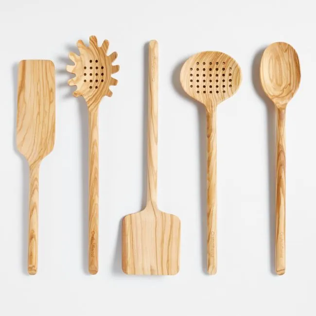 Crate & Barrel Olivewood Utensils, Set of 5
