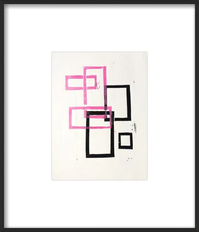 Pink and Black Geometric Squares x2 by Stacy Rajab for Artfully Walls