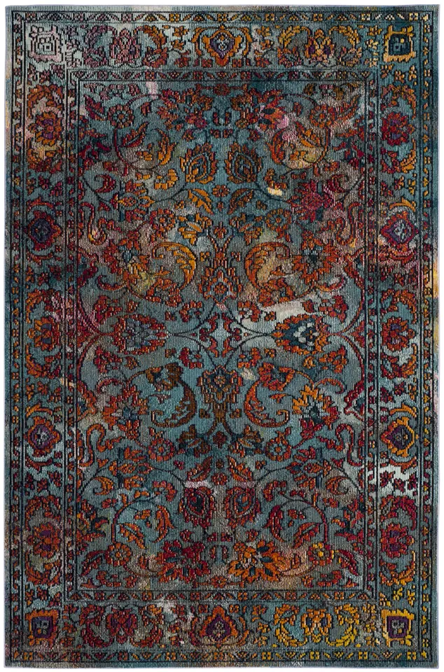Arlo Home Woven Area Rug, CRS515A, Light Blue/Orange,  4' X 6'