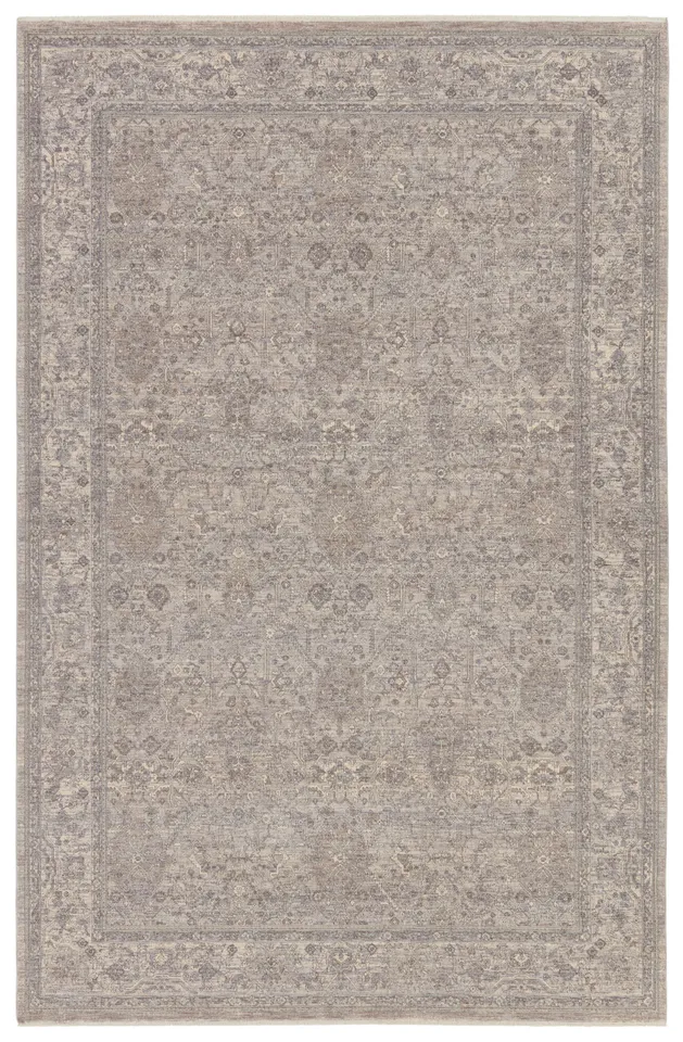 Vivace Floral Gray/ Taupe Runner Rug (3'X8')