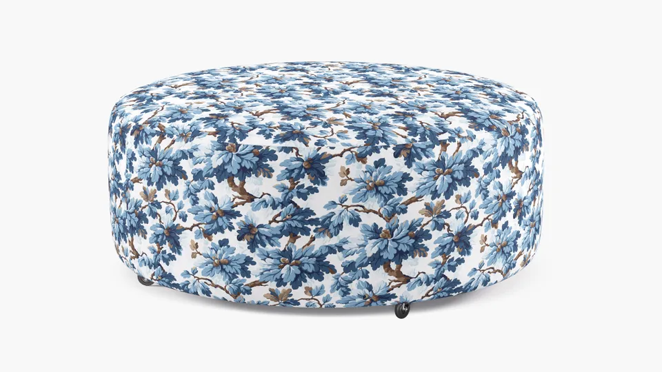 Round Cocktail Ottoman, Delft Woodland