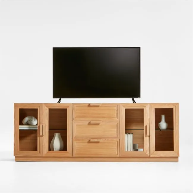 Calypso 90" Natural Wood Storage Media Console