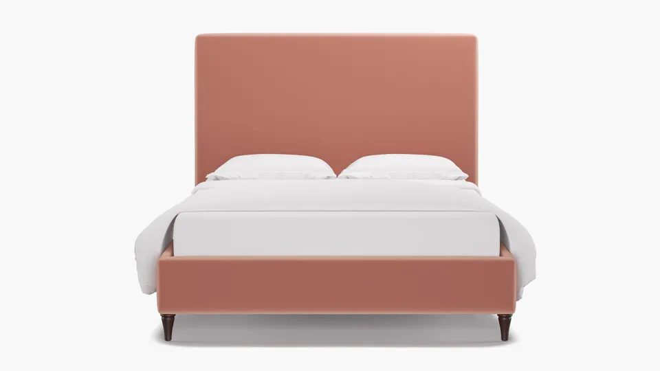 Classic Bed, Bloom Performance Plush Velvet, Espresso Decorative Tapered Leg, Twin