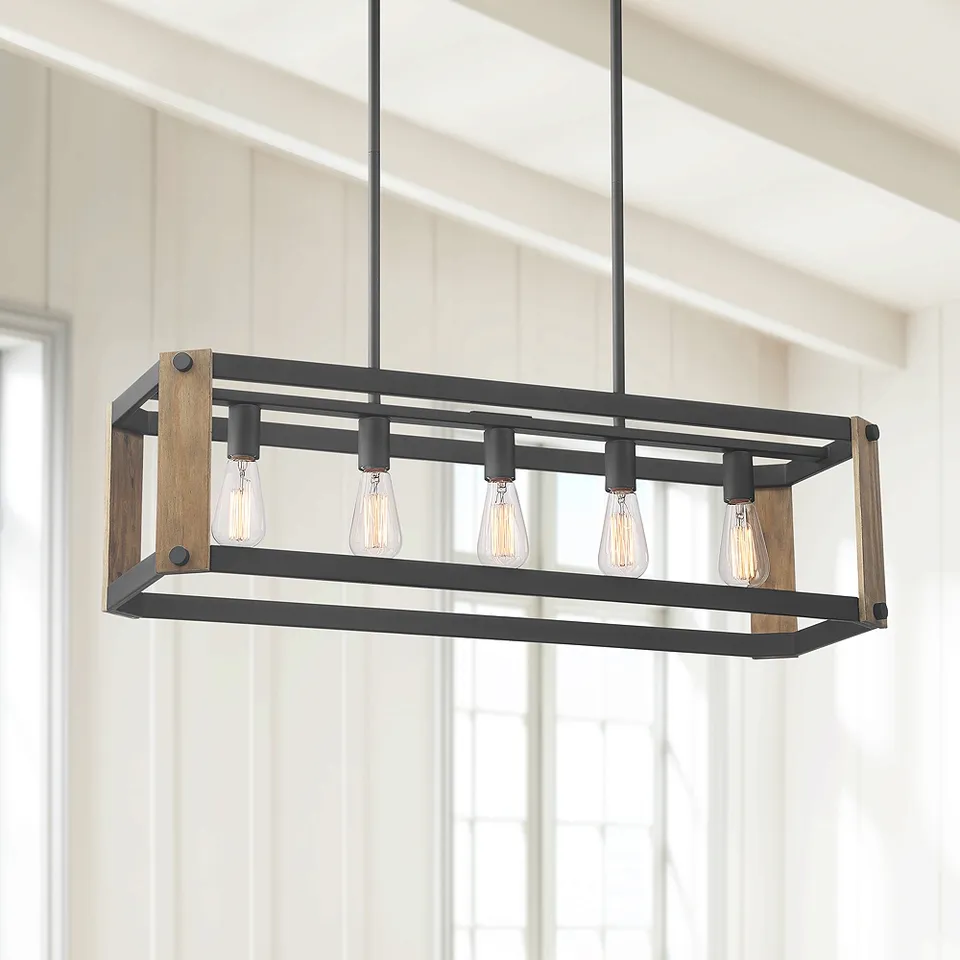 Possini Euro Cameron 36 1/4" Wide Black 5-Light Island Pendant Light