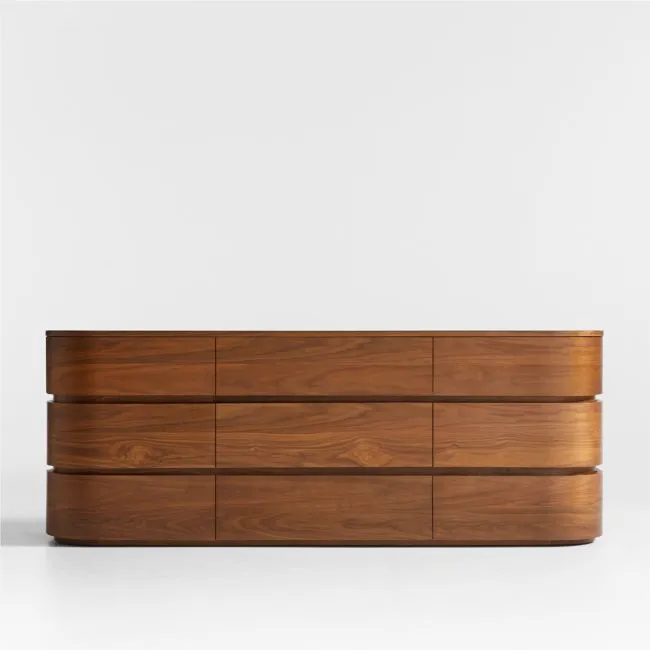 Milano 74" Walnut Wood 9-Drawer Dresser